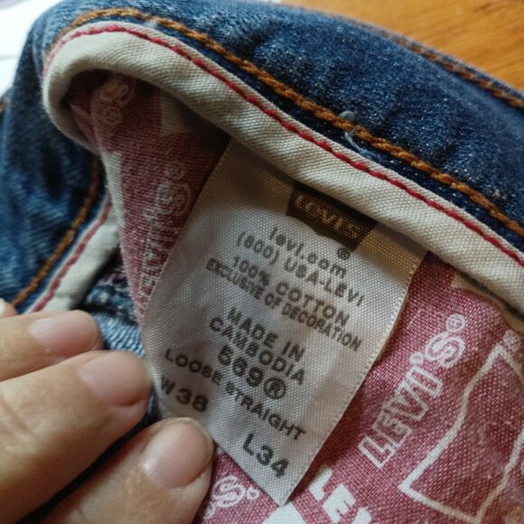 Levis 569 Jeans Men's 40x32 Blue Light Wash Denim Loose Straight - Picture 15 of 16